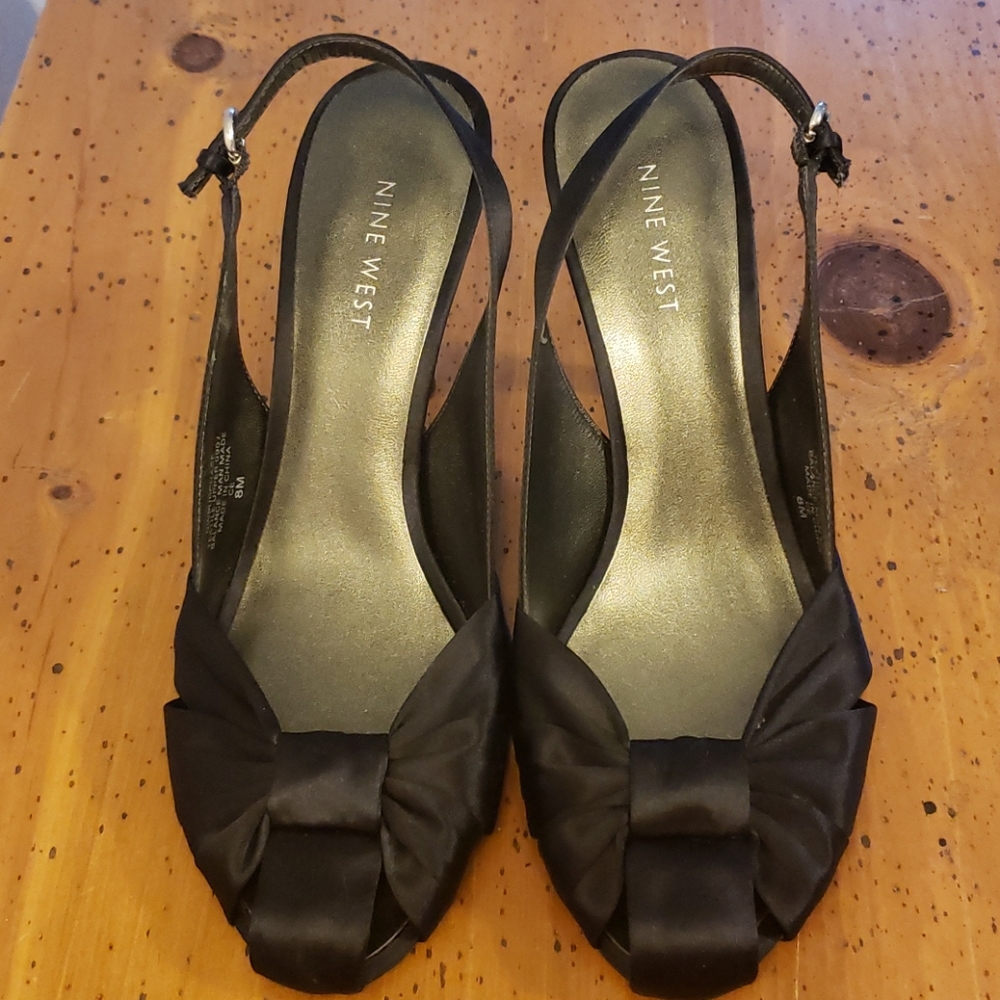 Black Satin Size 8 Nine West Heels